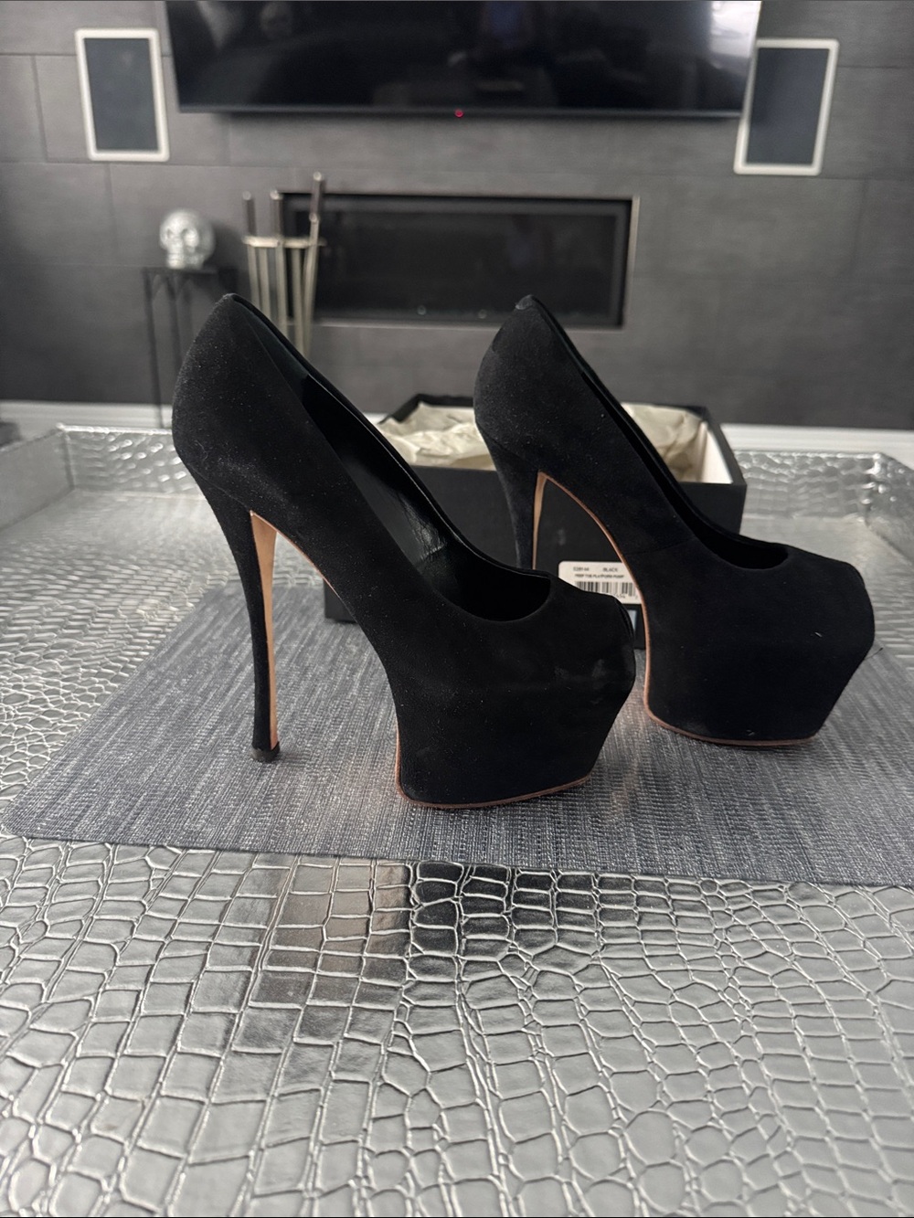 Giuseppe Zanotti Black Suede Platform Stiletto Pumps 36